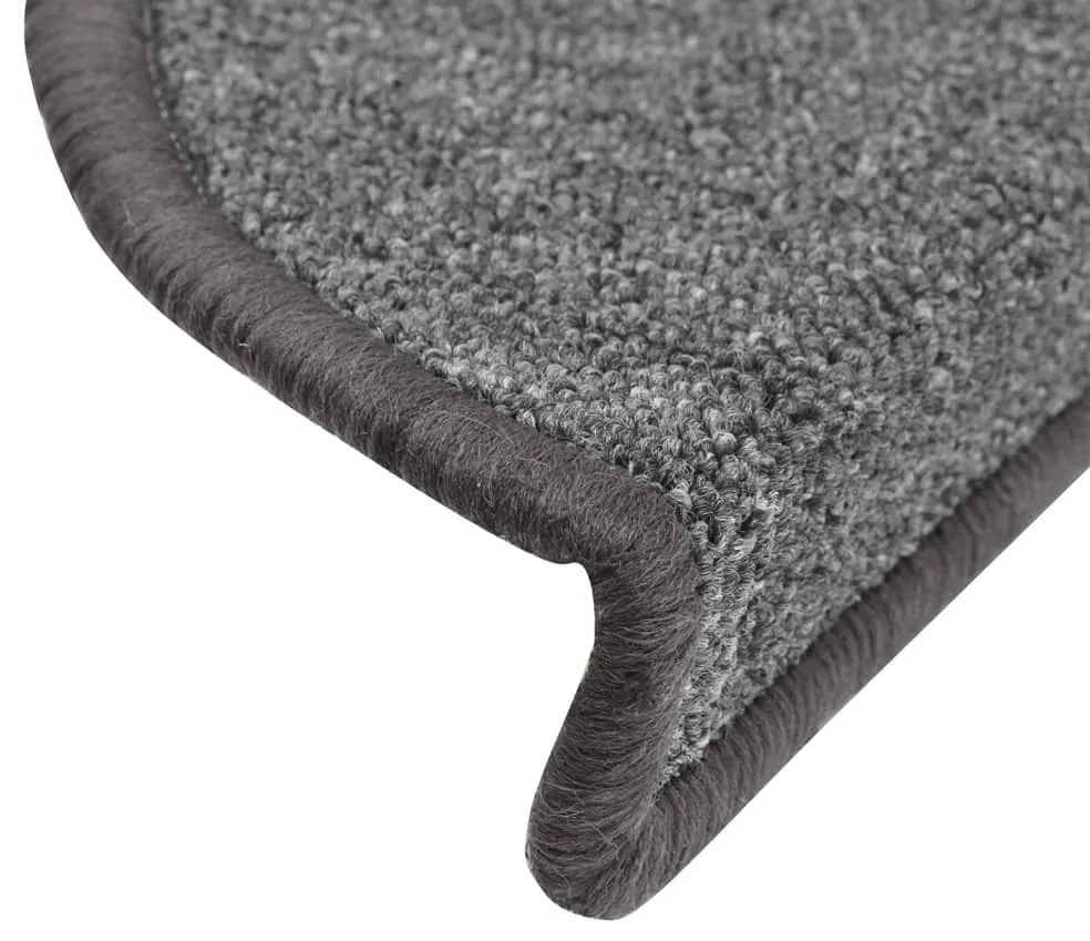 Tapetes de escada 15 pcs 56x17x3 cm cinzento escuro