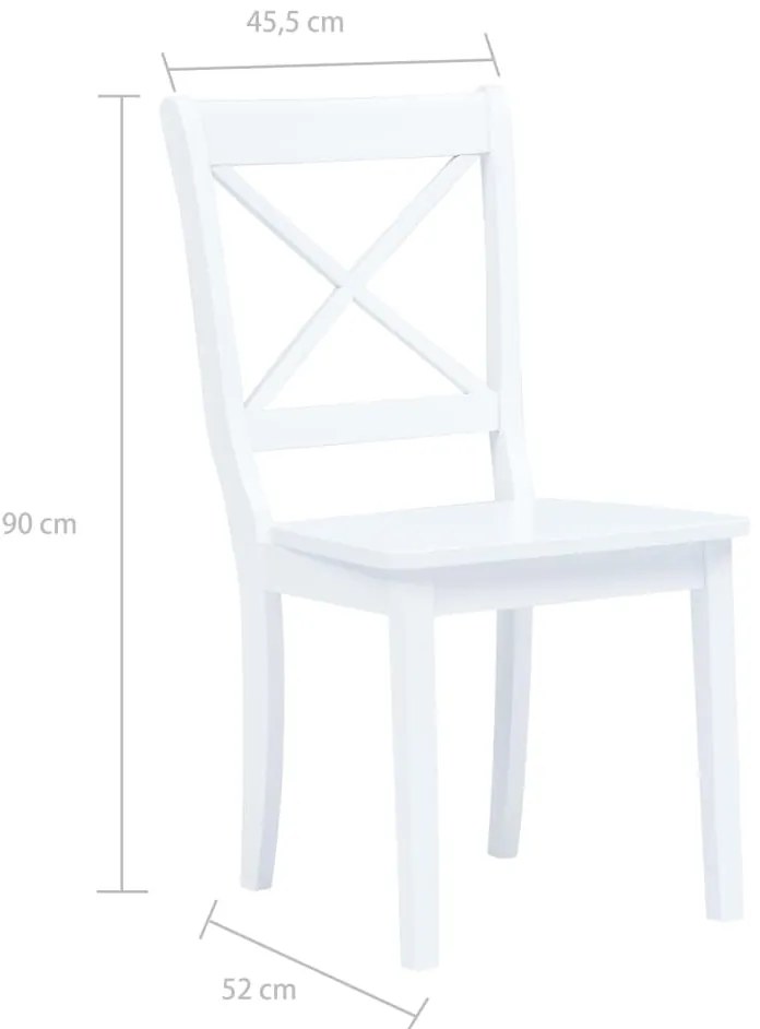 Cadeiras de jantar 2 pcs madeira de seringueira maciça branco