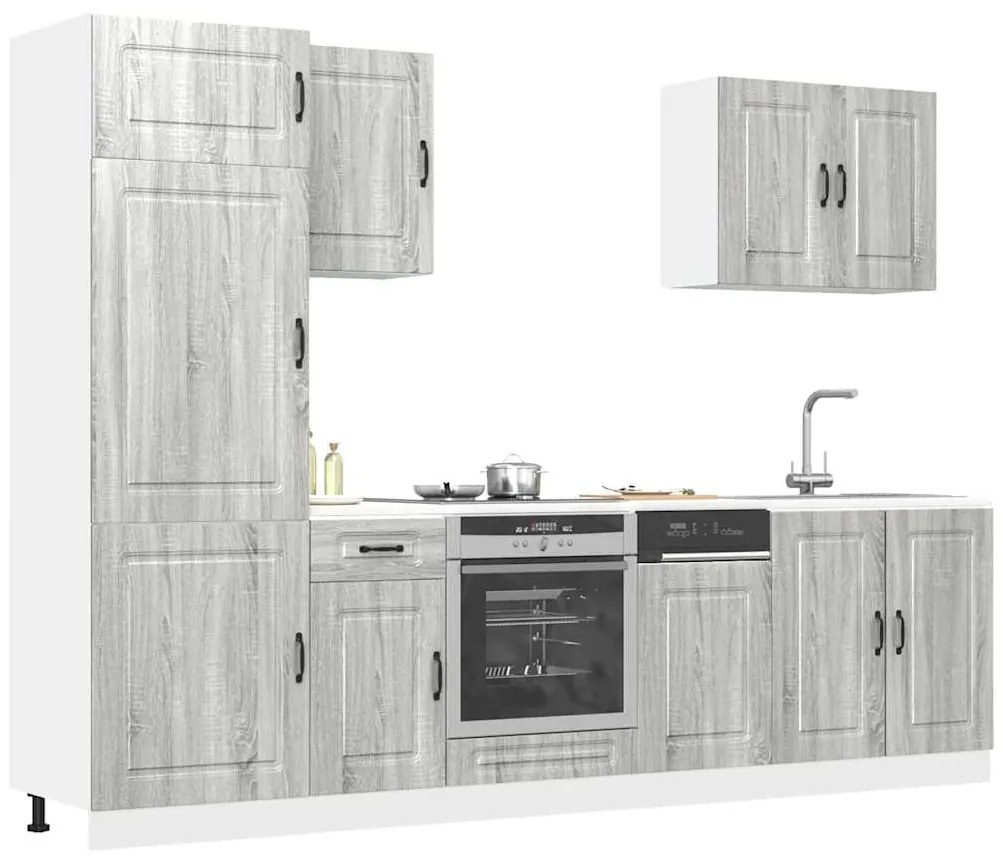 vidaXL 7 peças armário de cozinha conjunto Kalmar cinza sonoma