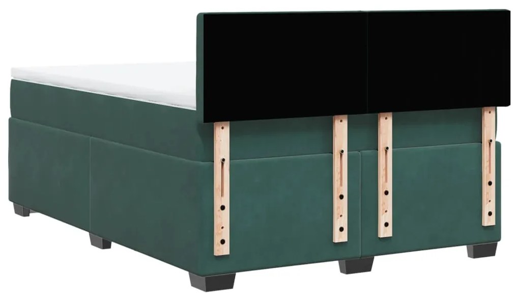 Cama com molas/colchão 160x200 cm veludo verde-escuro