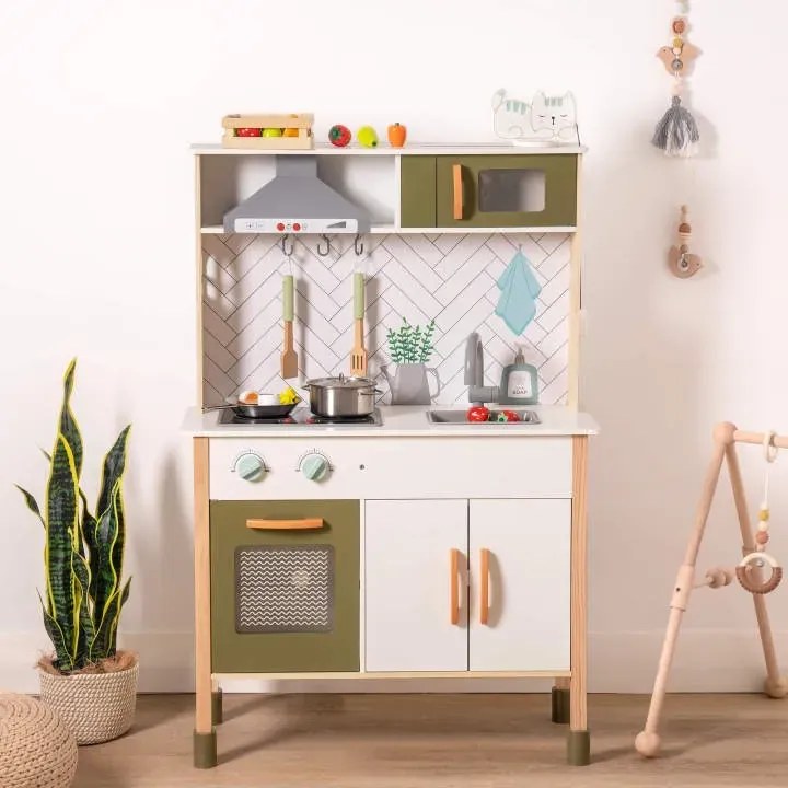 Cozinha de Brincar Infantil de Madeira 103 × 70 × 29,5 cm Gato
