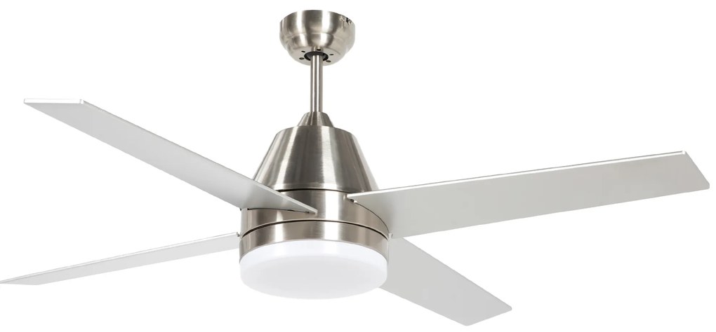 HOMCOM Ventoinha de Teto com Luz 46W Ø129 cm com 4 Lâminas Reversíveis Controlo Remoto 6 Velocidades e Temporizador Prata