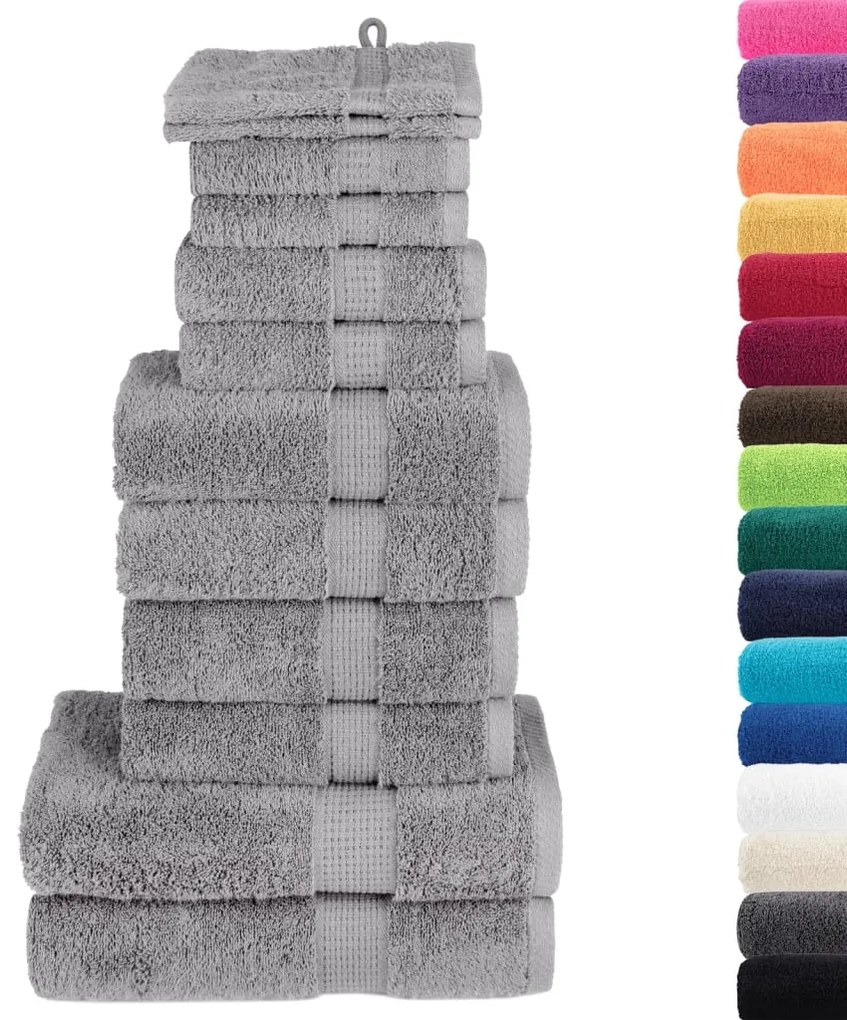 12pcs Conjunto toalhas banho premium SOLUND 600 gsm cinza