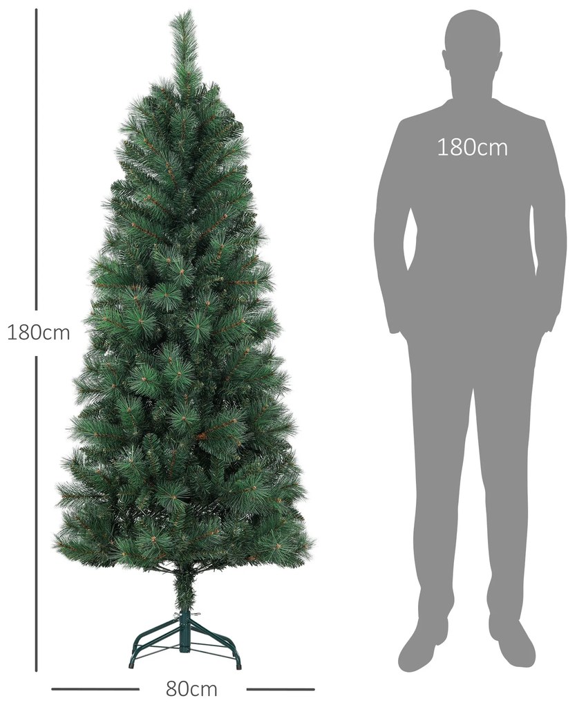 HOMCOM Árvore de Natal 180 cm Árvore de Natal Artificial com 528 Ramos