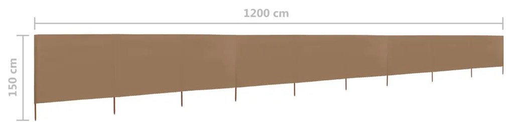 Para-vento com 9 painéis em tecido 1200x120cm cinza-acastanhado