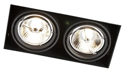 Foco embutido preto GU10 AR70 sem moldura 2 luzes - Oneon Moderno