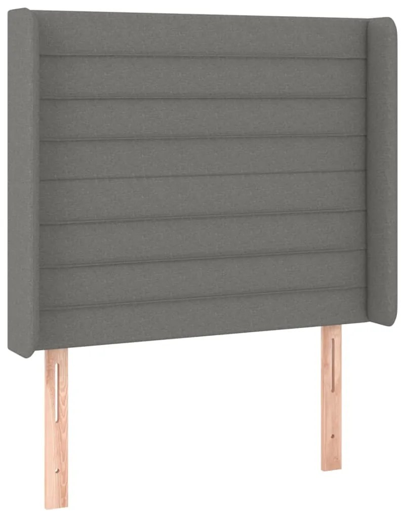 Cama box spring c/ colchão e LED 100x200 cm tecido cinza-escuro