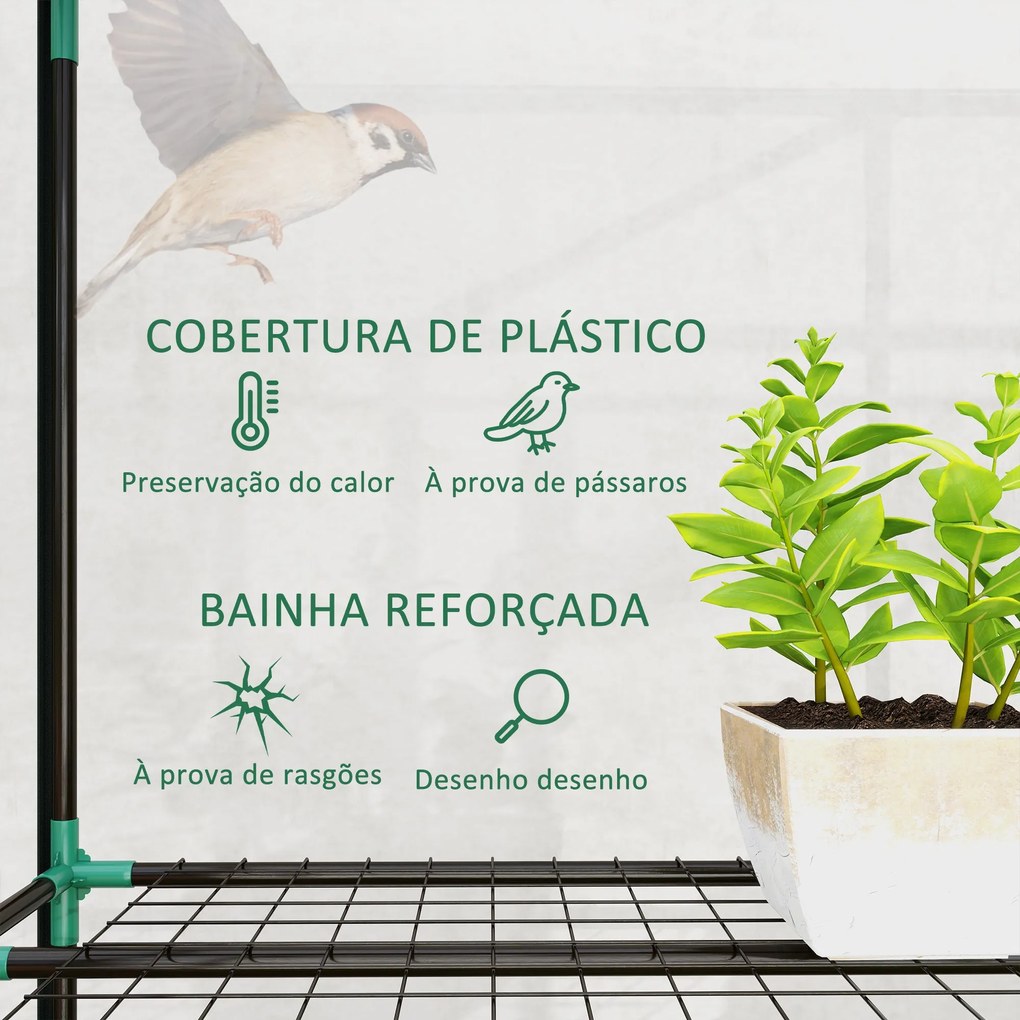 Estufa Pequena Estufa de Exterior com Prateleiras de 3 Níveis Portas c