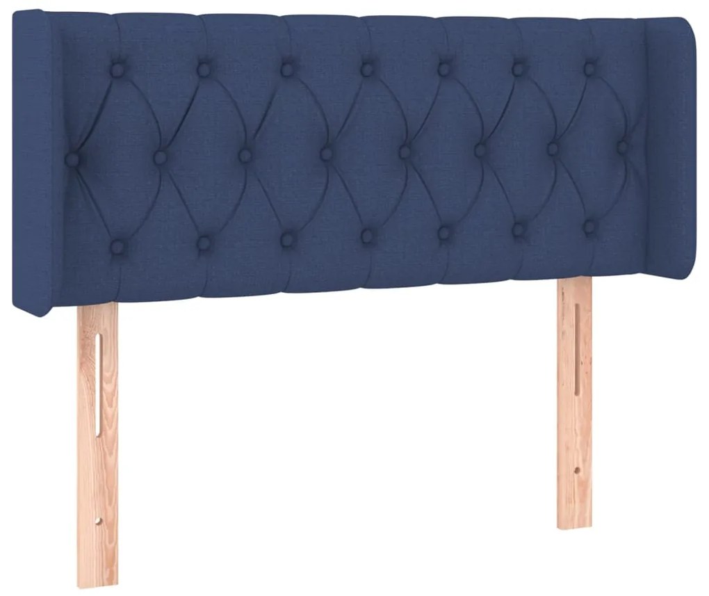 Cabeceira de cama c/ luzes LED tecido 103x16x78/88 cm azul