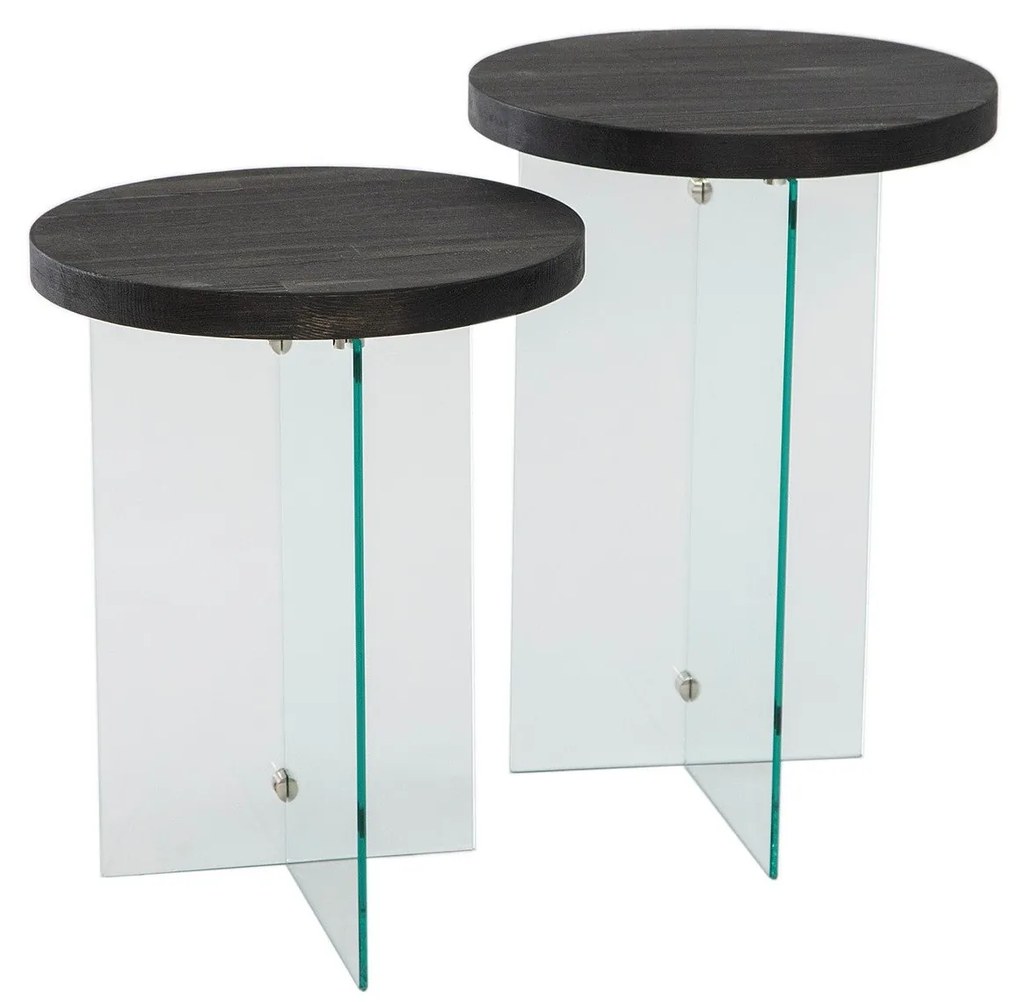 Conjunto de Mesas de Café Serenity – Antracite e Transparente – 35x51
