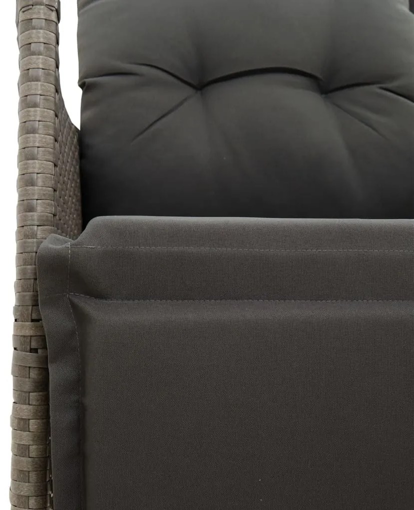 3 pcs conjunto bistrô com almofadões vime PE cinza