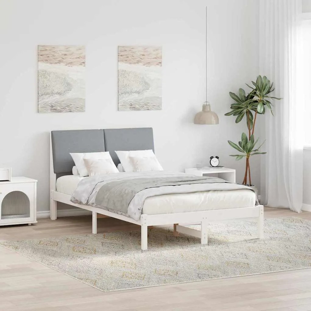 vidaXL Estrutura da cama Branco e cinza claro 135 x 190 cm