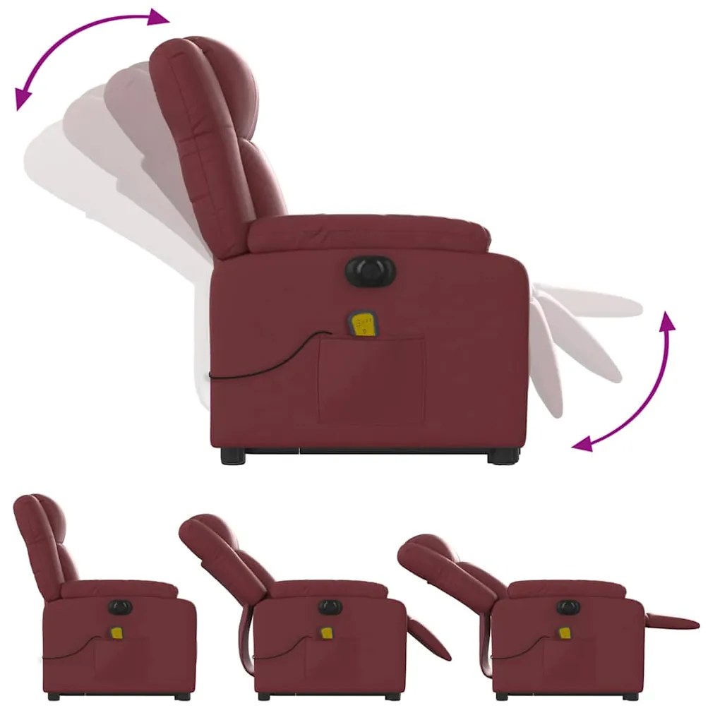 Poltrona reclin. elevatória elétrica couro artif vermelho-tinto