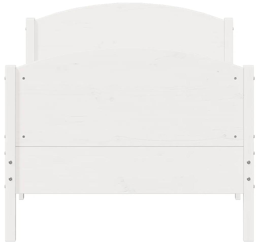 Estrutura de cama com cabeceira 90x200 cm pinho maciço branco