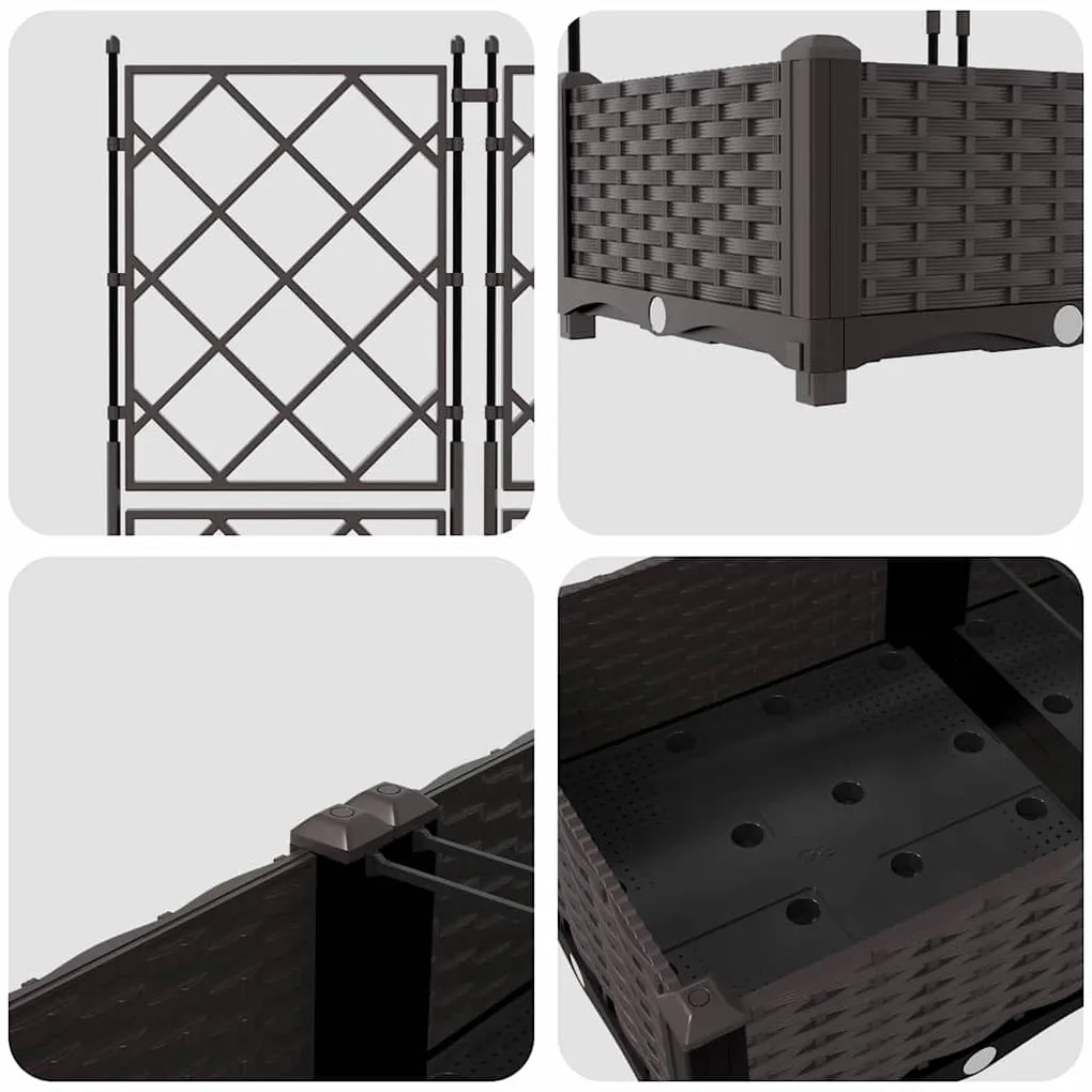 Jardineira vidaXL com treliça 5 pcs Marrom 120x120x125,5 cm