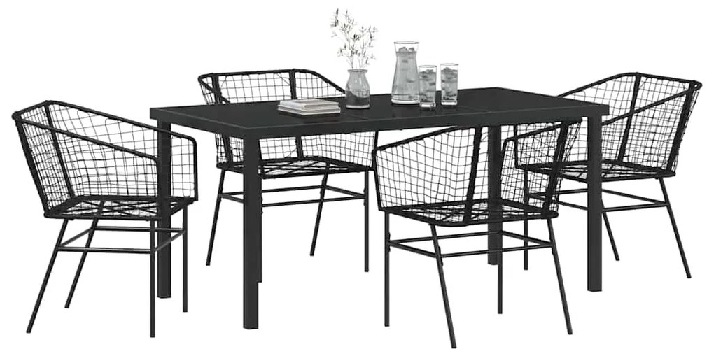 Conjunto de Jantar de Jardim 5 Peças Preto