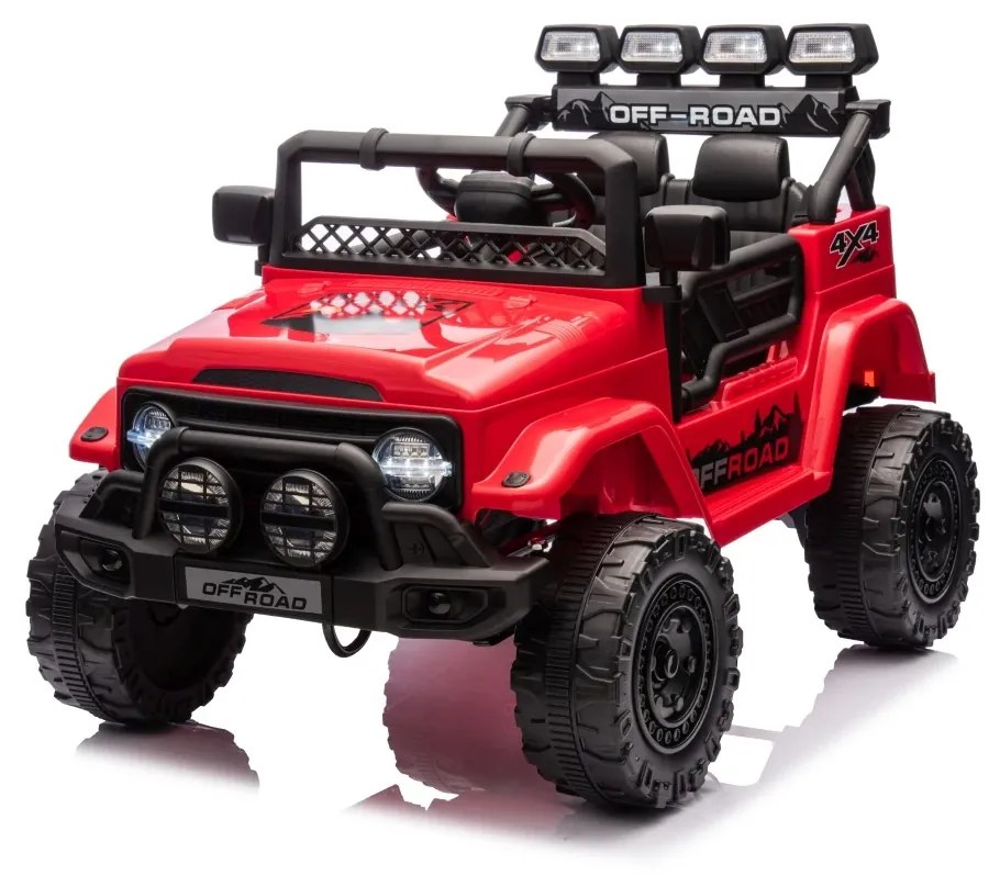 Jipe elétrico para Crianças 12V 4x4 Off-Road CLIMBER Rodas de espuma EVA, Assento Couro ecológico Vermelho