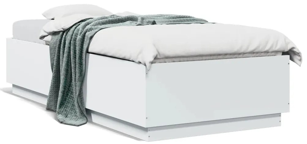 vidaXL Estrutura cama c/ luzes LED 100x200 cm derivados madeira branco