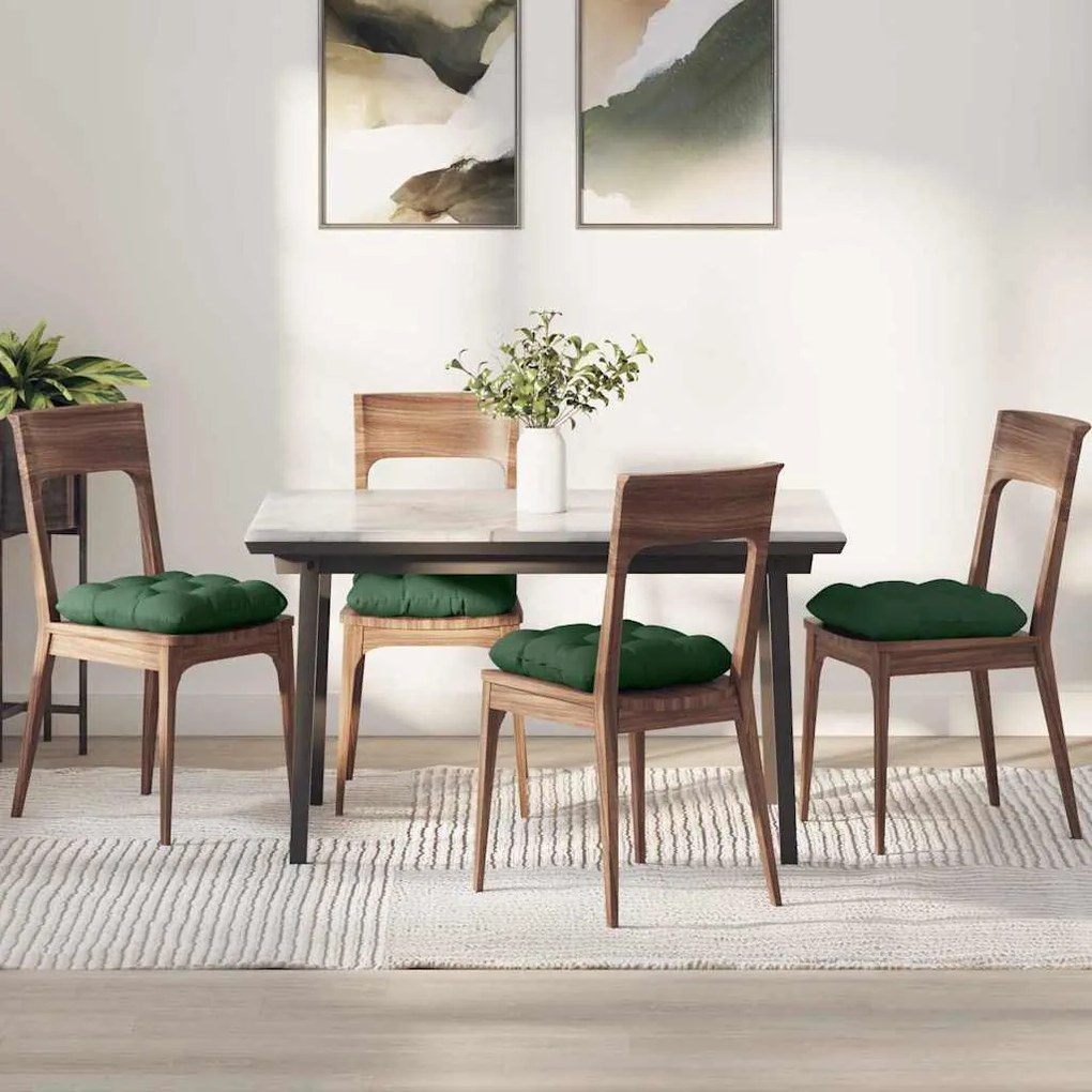 vidaXL Almofadas de Assento 4 pcs Verde Escuro 40 x 40 cm