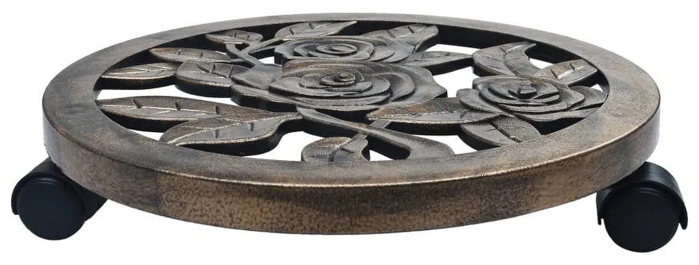Suportes com rodas para plantas 6 pcs 38 cm plástico bronze