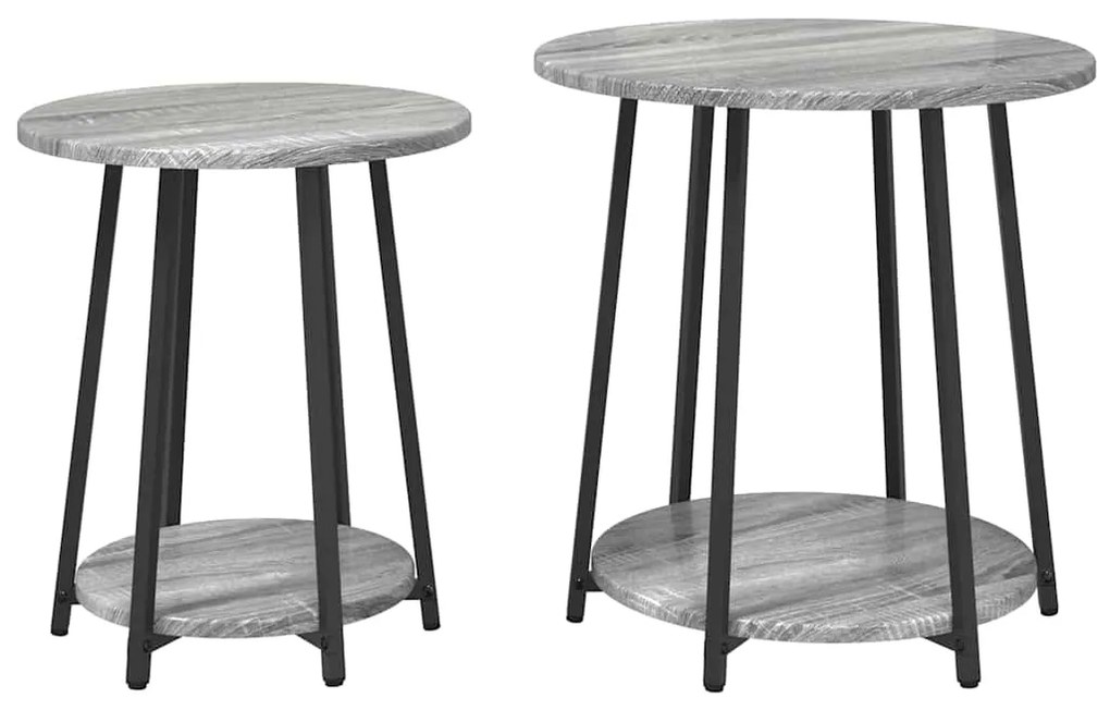 Conjunto de Mesas Laterais 2 pcs Cinza Sonoma em Madeira de Engenheira