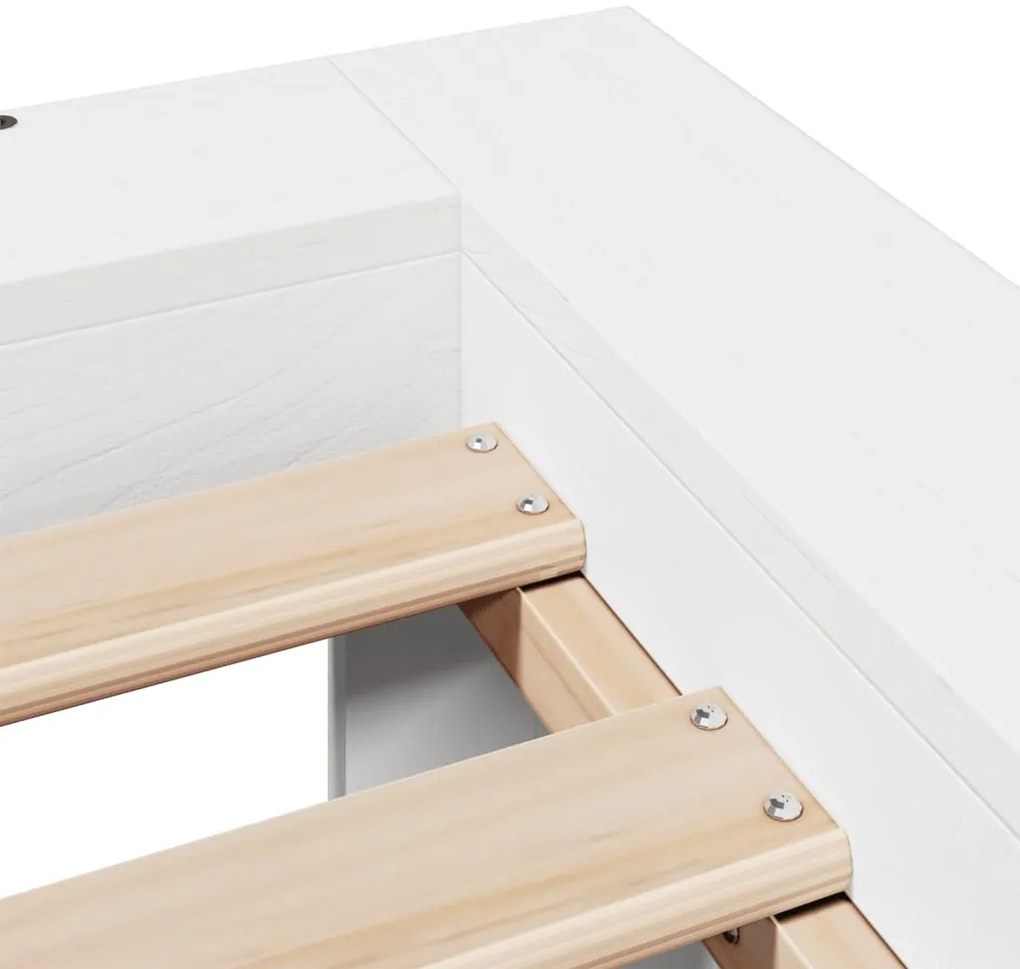 Cama sem colchão 75x190 cm madeira de pinho maciça branco