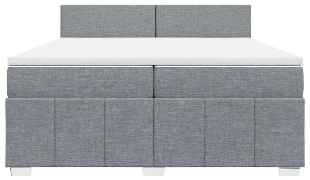 Cama com molas/colchão 200x200 cm tecido cinza-claro