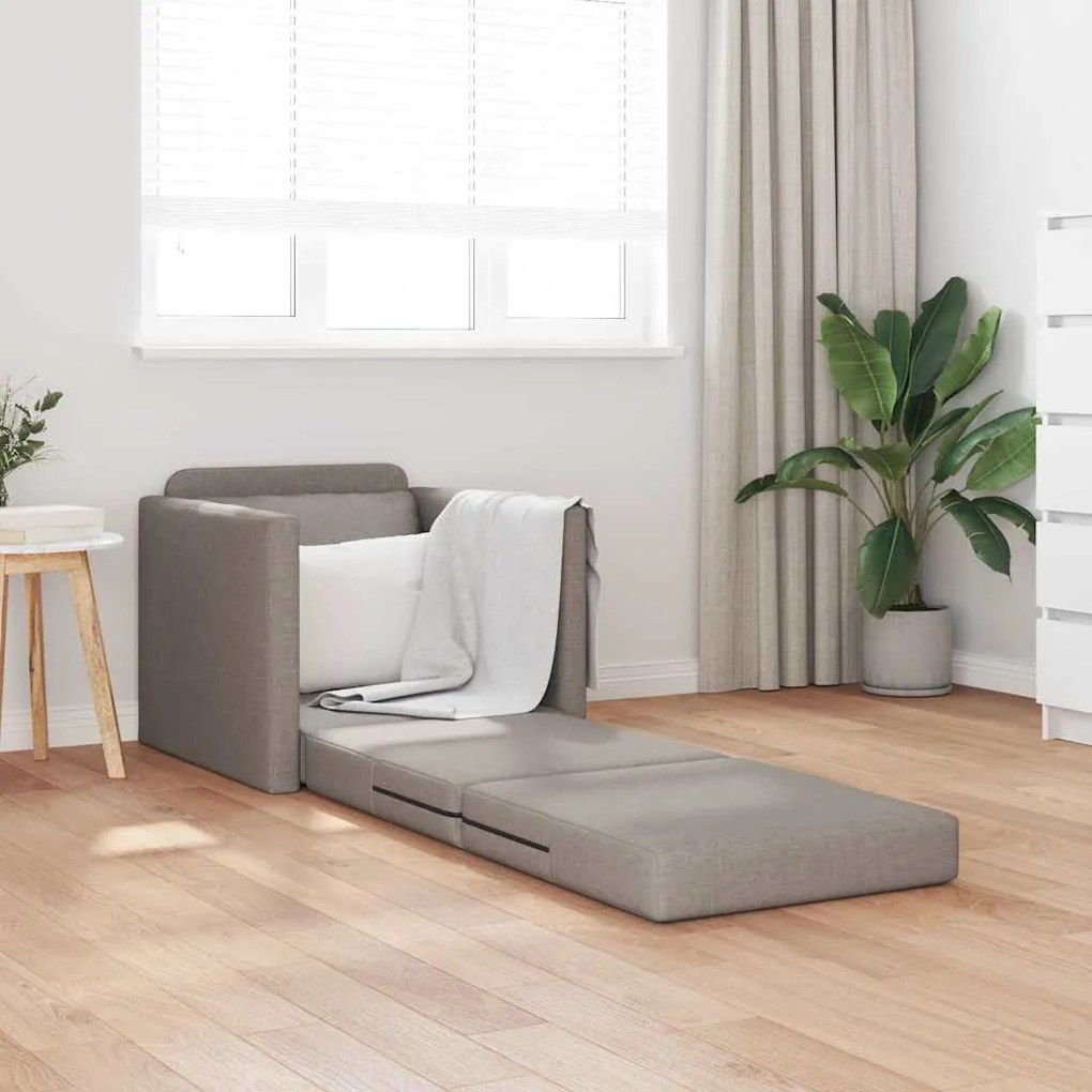 Sofá Cama de Chão 2 em 1 Taupe 74x77x81 cm Tecido