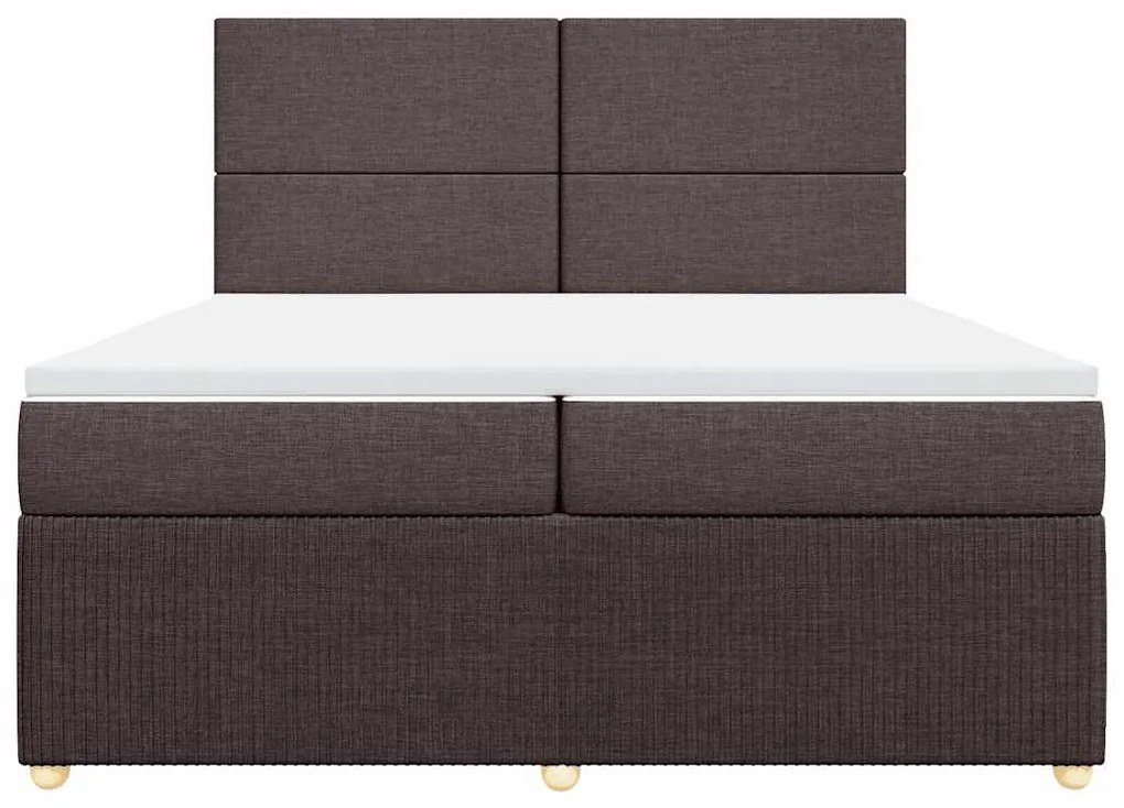 Cama com molas/colchão 200x200 cm tecido castanho-escuro