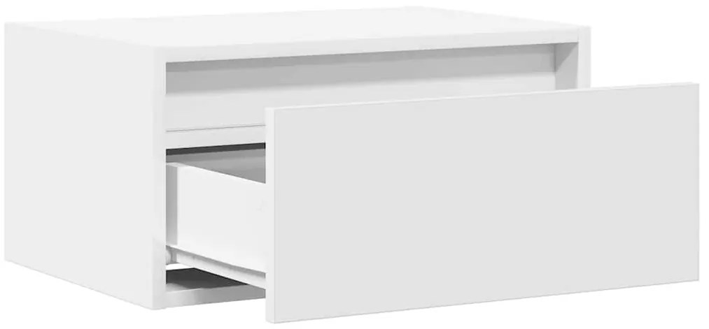 Mesas de cabeceira de parede com luzes LED 2 pcs branco