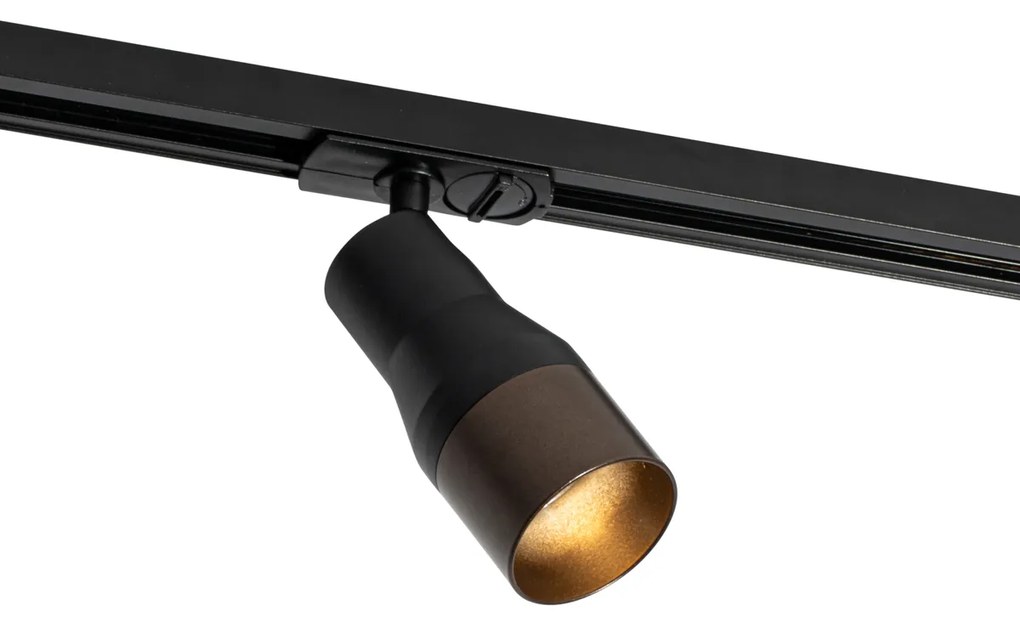 Foco Moderno Preto com Bronze Escuro para Sistema de Trilho Monofásico - Iconic Kohua