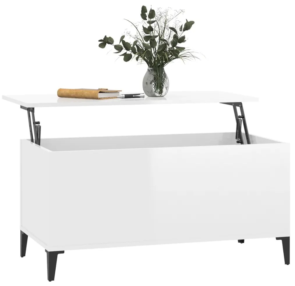 Mesa centro 90x44,5x45 cm derivados de madeira branco brilhante