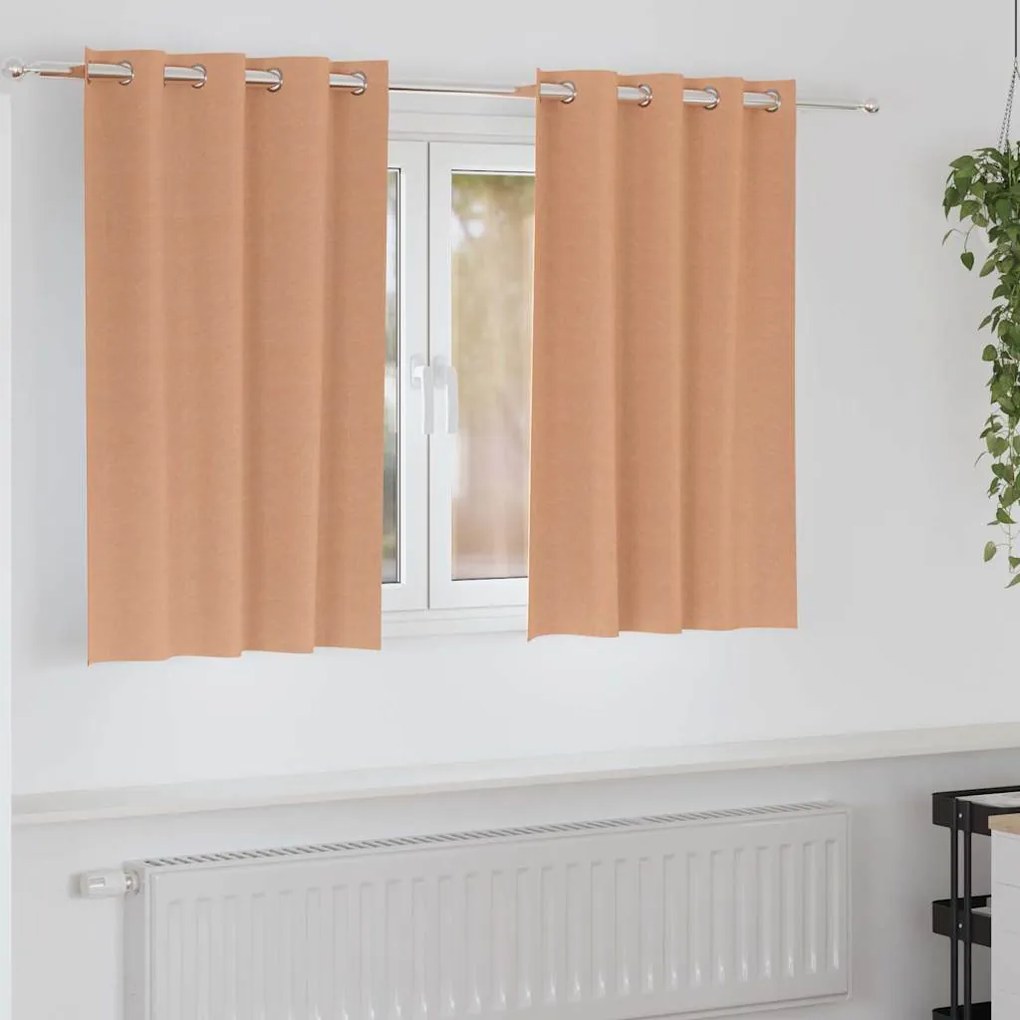 vidaXL Cortinas Blackout com Argolas 2 pcs Marrom Claro 140 x 140 cm
