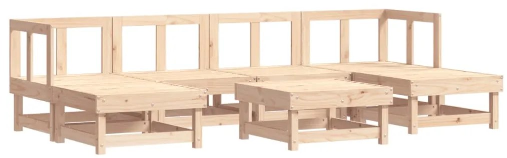7 pcs conjunto lounge de jardim c/ almofadões madeira maciça