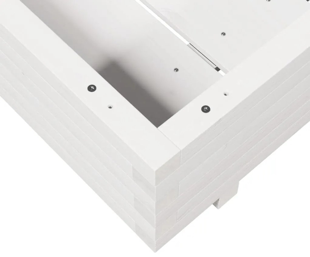 Vaso/floreira de jardim 70x70x26,5 cm pinho maciço branco