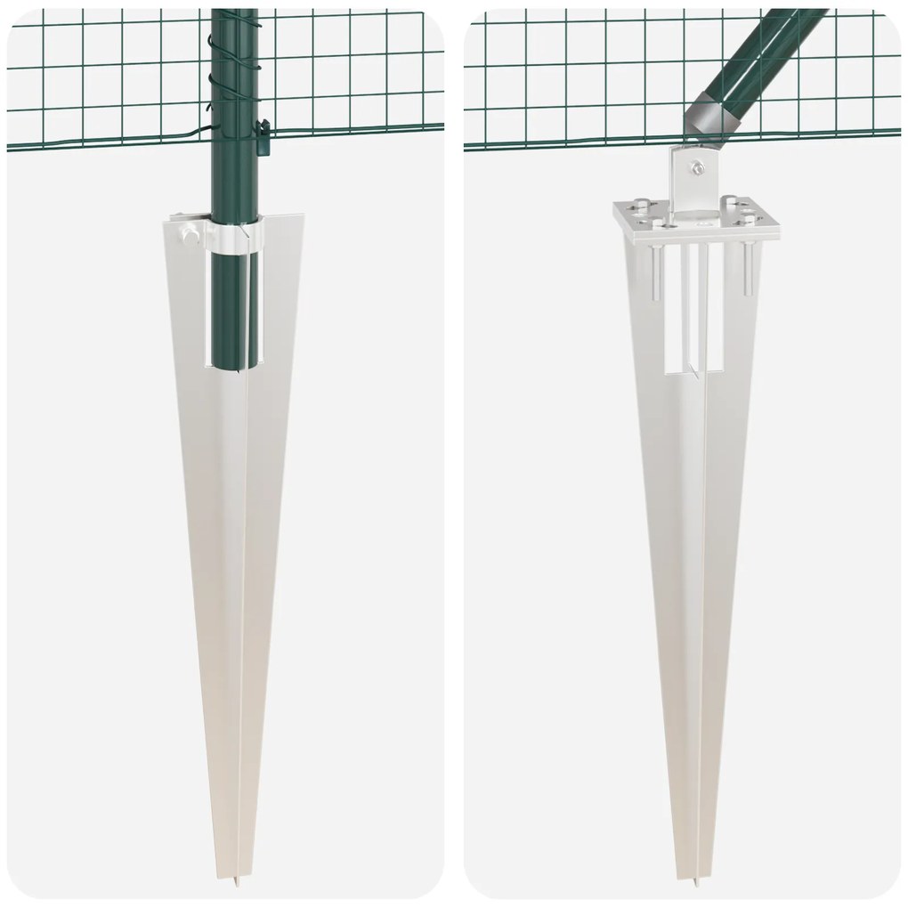 Conjunto de Poste de Cerca Conjunto de 2 Verde Metal 10 x 0,5 m