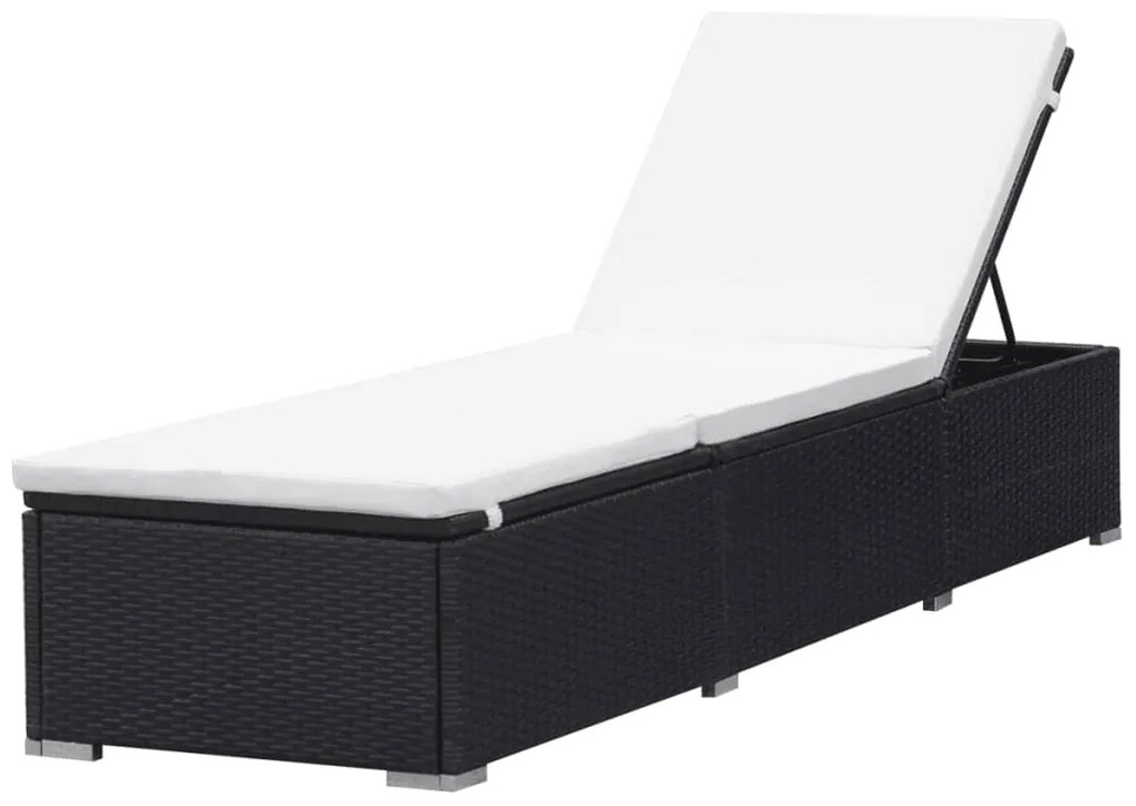 Espreguiçadeiras com almofadões 2 pcs vime PE preto