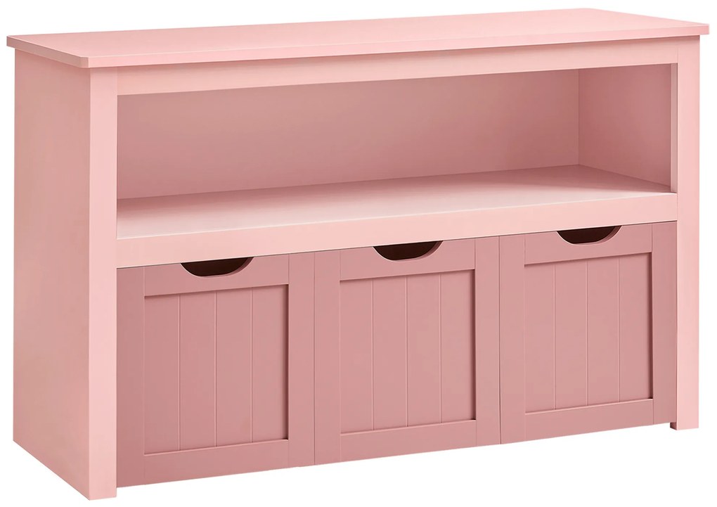 Arrumador de brinquedos com rodas para crianças | VASAGLE | 30 x 102 x 60 cm | rosa jelly | LHS380R02.