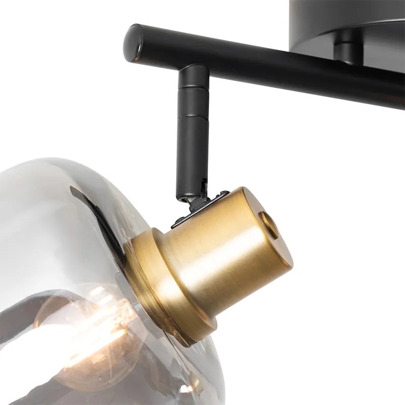 LED Foco de teto inteligente preto com dourado e vidro fumê 2-luzes incl. 2 Wifi P45 - Zuzanna Design