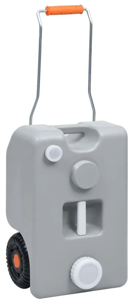vidaXL Tanque de água com rodas para campismo 25 L cinzento