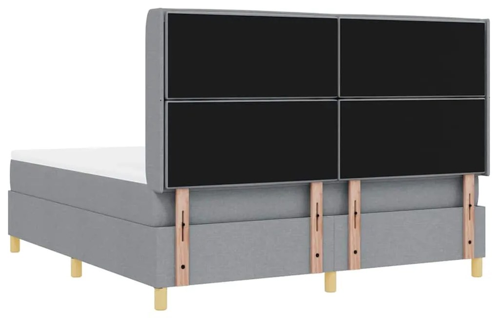 Cama Box com Colchão e Luz LED Cinza Claro 180x200 cm Tecido