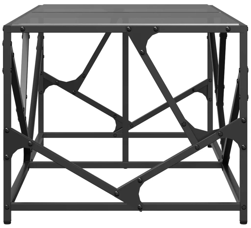 Mesa de centro com topo em vidro preto 98,5x50x41 cm aço