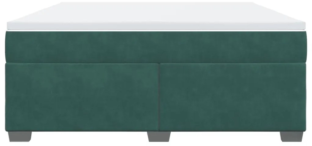Cama com molas/colchão 180x200 cm veludo verde-escuro