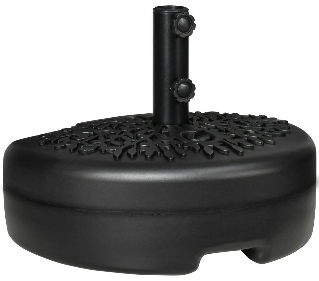 Outsunny Base de Parede para Chapéu de Sol Suporte Semicircular para Chapéu de Sol Preenchido com Areia 21kg ou Água 18kg para Jardim Pátio Terraço Exterior 50x31x18cm Preto