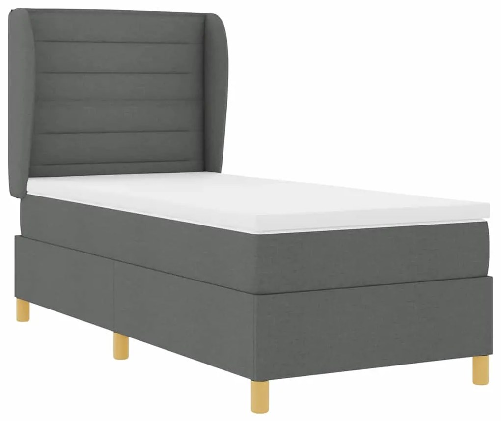 Cama Box com Colchão vidaXL Cinza Escuro 90x200 cm Tecido