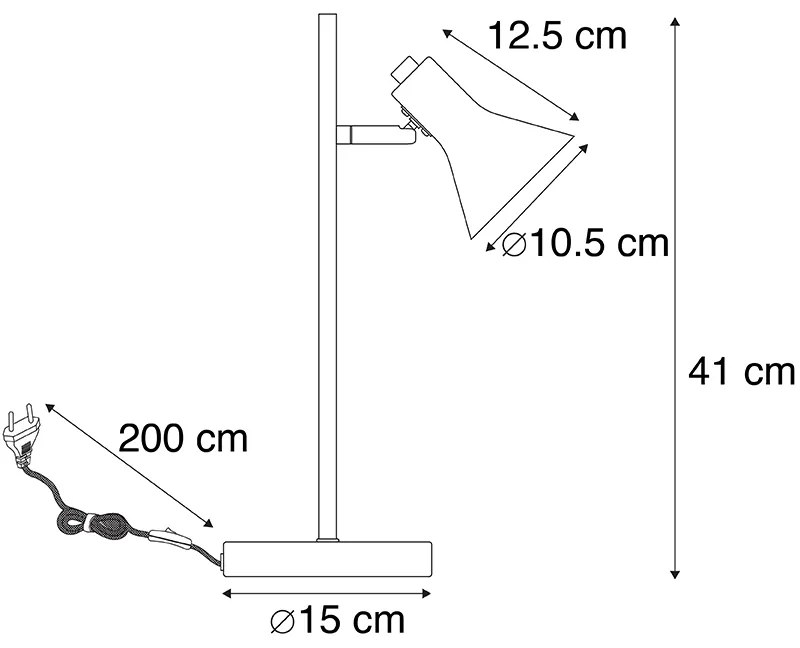 Candeeiro de mesa moderno preto com 1 luz dourada - Magno Moderno