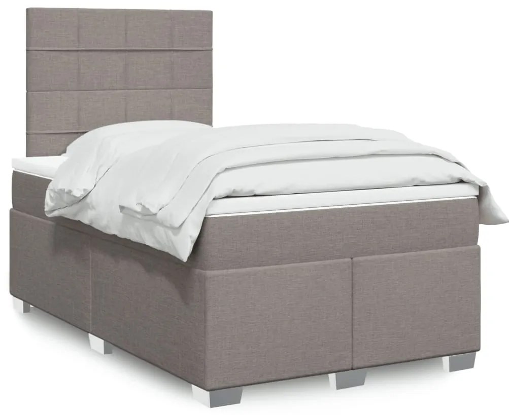 Cama boxspring c/ colchão 120x190cm tecido castanho-acinzentado