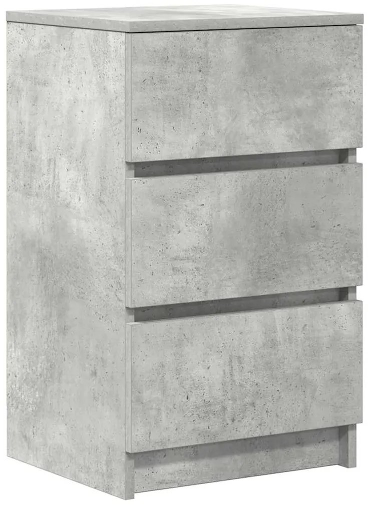 Mesas de cabeceira 3 gavetas 2 pcs 39x35x65cm cinzento cimento