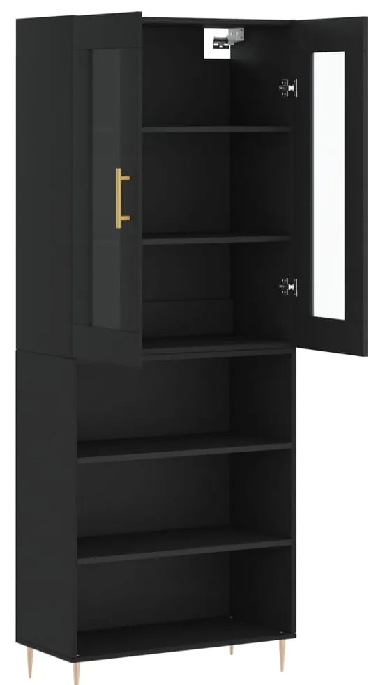 Armário alto 69,5x34x180 cm derivados de madeira preto
