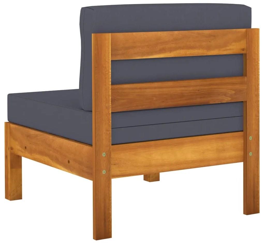 8 pcs conj. lounge de jardim c/ almofadões cinza-escuro acácia